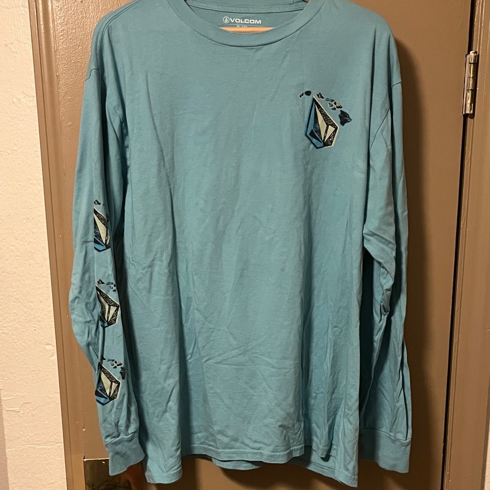 Volcom Men's Teal Graphic Long Sleeve Tee
